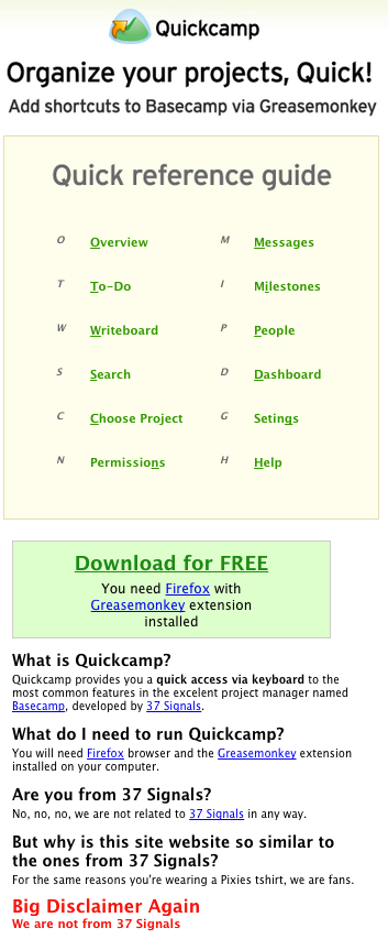 Quickcamp Shortcut Keys To Basecamp